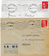 Curiosité Sur Lettre, 2 Empreintes Krag,lignes Ondulées, Dans La Date Le Chiffre Seul Est Précédé D'un - Ici Carré Noire - Lettres & Documents