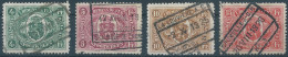 Belgium-Belgique,Belgio,The Cancellations  To 1928 On 4 Revenue Stamps CHEMINS DE FER,Railways & Parcel Post,4-5-10-15Fr - Usati