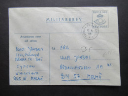 1968 Schweden Militärpost Militärbrev Stempel Svenska Bat Cypern / Schwedisches Militär Auf Zypern / FN Bat - Military