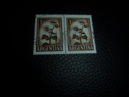 Argentina - Tournesol - Girasol - 1 Peso - Yt 604 A - Brun - Double Oblitérés - Année 1960 - - Used Stamps