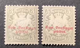 Bayern Portomarken Mi 7-8  TADELLOS & FRISCH 1882-1885 Wz 3, 3Pf+5Pf * (Baviére Bavaria Postage Due Timbre Taxe VF MHOG - Mint