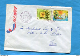 Marcophilie-lettre -nouvelle Calédonie>Françe -cad -1980- 2-stamps-N°436 Fleur +442 Protection Nature - Cartas & Documentos