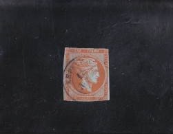 TÊTE DE MERCURE / CHIFFRE AU VERSO  10L ORANGE/AZURé OBLITéRé N° 20 YVERT ET TELLIER 1863-68 - Oblitérés