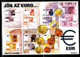 HUNGARY-2001.Commemorativ  Sheet - EUR Is Coming... - Feuillets Souvenir