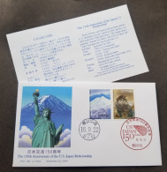 Japan USA 150th Anniversary Relationship 2004 Diplomatic US Mountain Liberty Painting (stamp FDC) - Lettres & Documents