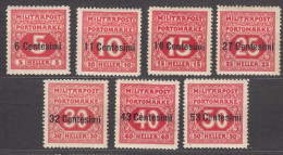 Austria Feldpost Occupation Of Italy 1918 Porto Mi#1-7 Mint Hinged - Ungebraucht