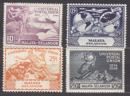 Malaya Selangor 1949 UPU Mi#74-77 Mint Hinged - Selangor