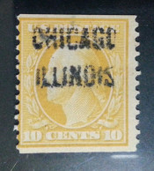 USA 1909 Precancel Chicago Illinois 10c Washington Coil Stamp WM Scott#356 - Nuevos