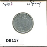 10 PFENNIG 1968 A DDR EAST ALLEMAGNE Pièce GERMANY #DB117.F - 10 Pfennig