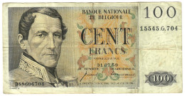 Belgium 100 Francs (Frank) 1959 F "Vincent/Ansiaux" - 100 Frank