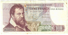 Belgium 100 Francs (Frank) 1972 VF "Jordens/Vandeputte" - 100 Francs