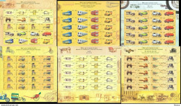 India 2017 Means Of Transport Through Ages Complete Set Of 6 Full Sheetlets (5 Different + 1 All Stamps Mix Sheet) MNH - Stage-Coaches