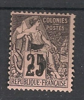 COCHINCHINE - 1886-87 - N°Yv. 4 - Type Alphée Dubois 5 Sur 25c Noir Sur Rose - Neuf (*) / MNG - Neufs