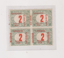 HUNGARY 1919 SZEGED SZEGEDIN Locals Postage Due  Mi 1 Bloc Of 4 Hinged/ MNH Missplaced Ovpt - Emissioni Locali