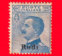 Nuovo - ITALIA - Colonie - Egeo - RODI - 1912 - Serie Ordinaria - Effigie Di Vittorio Emanuele III Tipo Michetti - 25 - Egeo (Rodi)