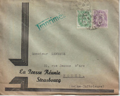 France 5c + 10c Blanc Tarif Imprimés 1932 Hagueneau - 1900-29 Blanc