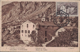 ANDORRE - CARTE MAXIMUM CASA DE LES VALLS - 1946. - Brieven En Documenten