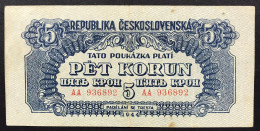 Ceskoslovenska CECOSLOVACCHIA 5 KORUN 1944 Pick#46  Lotto 4500 - Tschechoslowakei