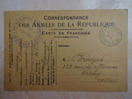 CARTE FRANCE Correspondance Des Armées De La République Cachet Tampon 92 Ième Régiment D'infanterie Oblitération BROMONT - Other & Unclassified