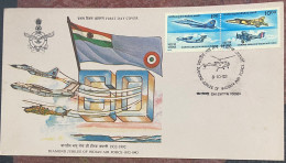 Airforce, Fighter Plane, Aeroplane, Helicopter, Chopper, Setenant On Fdc, India - Cartas & Documentos