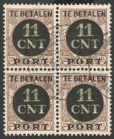 Nederland 1924 Postpakket-verrekenzegel 1A Blok Van 4 Gestempeld/used Tanding/Perforation 12 1/2 - Other & Unclassified