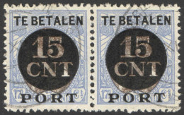 Nederland 1924 Postpakket-verrekenzegel 2A Paar Gestempeld/used Tanding/Perforation 12 1/2 - Other & Unclassified