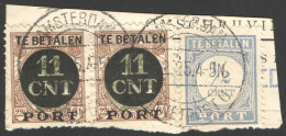 Nederland 1924 Postpakket-verrekenzegel 1 (2x) Gestempeld/used Briefstukje Met Port 44 (Stempel!!) - Autres & Non Classés