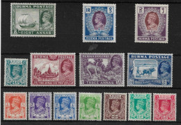 BURMA 1938 - 1940 SET TO 2R SG 18b/31 MOUNTED MINT Cat £104+ - Burma (...-1947)