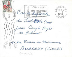 Curiosité Sur Lettre Chambery RP 1-6 1965 Deux Empreintes Différentes SECAP Et KRAG Sur La Même Enveloppe - Covers & Documents