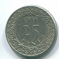 25 CENTS 1966 SURINAM NIEDERLANDE Nickel Koloniale Münze #S11217.D - Surinam 1975 - ...