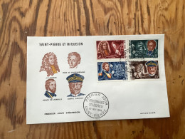 Enveloppe 1er Jour Saint-pierre Et Miquelon Personnages Célèbres 20 Mai 1968 - Gebraucht