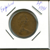 2 NEW PENCE 1971 UK GROßBRITANNIEN GREAT BRITAIN Münze #AN564.D - 2 Pence & 2 New Pence