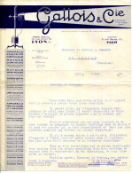 FACTURE.LYON.APPAREILS D'ELECTRICITE MEDICALE.RAYON U.VIOLET & I.ROUGE.GALLOIS & Cie INGENIEURS-CONSTRUCTEURS . - Elektriciteit En Gas