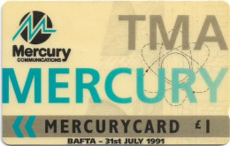 UK (Mercury) - TMA Bafta 1991, 20MERB - MER274, 2.975ex, Used - [ 4] Mercury Communications & Paytelco