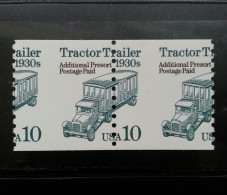 USA 1994 Perf. Error 10c Tracker Trailer 1930s Coil MNH OG Sc#2457 - Autres & Non Classés