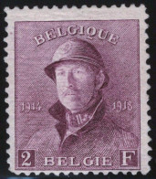 TIMBRE Belgique - COB 176** - 2F - 1919 - Cote 1100 - 1919-1920 Trench Helmet