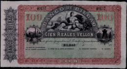 SPAIN 1859 "BANCO DE BILBAO"  100 REALES PS251 UNC  VERY RARE!! - Otros & Sin Clasificación