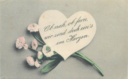 Valentine's Day Greetings Whether Near Or Far We Are One In Heart Heart-shaped Paper Note &  Flower Bouquet - Valentine's Day