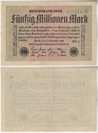 Germany Banknote 50 Millionen Million Mark 1923 Pick-109b Uniface VG (catalog US$5) - 50 Mio. Mark