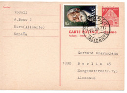 65296 - Berlin - 1971 - 30Pfg Gr.Bauten GAAntwKte (AntwTeil) M Span ZusFrankatur MURO -> Berlin - Lettres & Documents