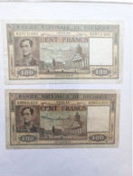 2 Billets Belgique 100 Francs  1948 - 100 Francos