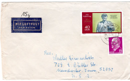 65354 - DDR - 1970 - 40Pfg Lenin MiF A LpBf WERDAU -> Manchester, IA (USA) - Lettres & Documents