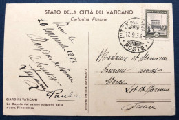 Vatican, Divers Sur CPA Pour La France 17.9.1933 - (N608) - Brieven En Documenten