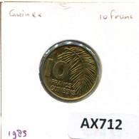 10 FRANCS 1985 GUINEA Moneda #AX712.E - Guinea