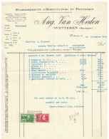 Facture 1929 Wetteren Aug. Van Heden Etablissement D''Horticulture Er Pépinières  TP Fiscaux - Straßenhandel Und Kleingewerbe