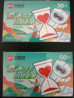 China Wuxi Metro One-way Card/one-way Ticket/subway Card,Fighting COVID-19 Memorial Card，2 Pcs - Welt