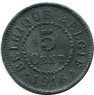 5 CENTIMES 1916 DUTCH Text BELGIUM Coin #BA416.U - 5 Centimes