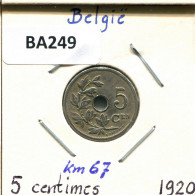 5 CENTIMES 1920 DUTCH Text BELGIUM Coin #BA249.U - 5 Centimes