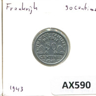 50 CENTIMES 1943 FRANCE Coin #AX590 - 50 Centimes