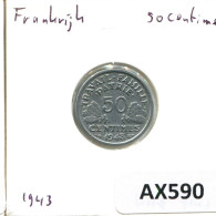 50 CENTIMES 1943 FRANCIA FRANCE Moneda #AX590.E - 50 Centimes